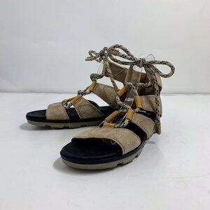 Sorel Women's Torpeda Lace II Gladiator Tan Leather Open Toe Sandals Size 8